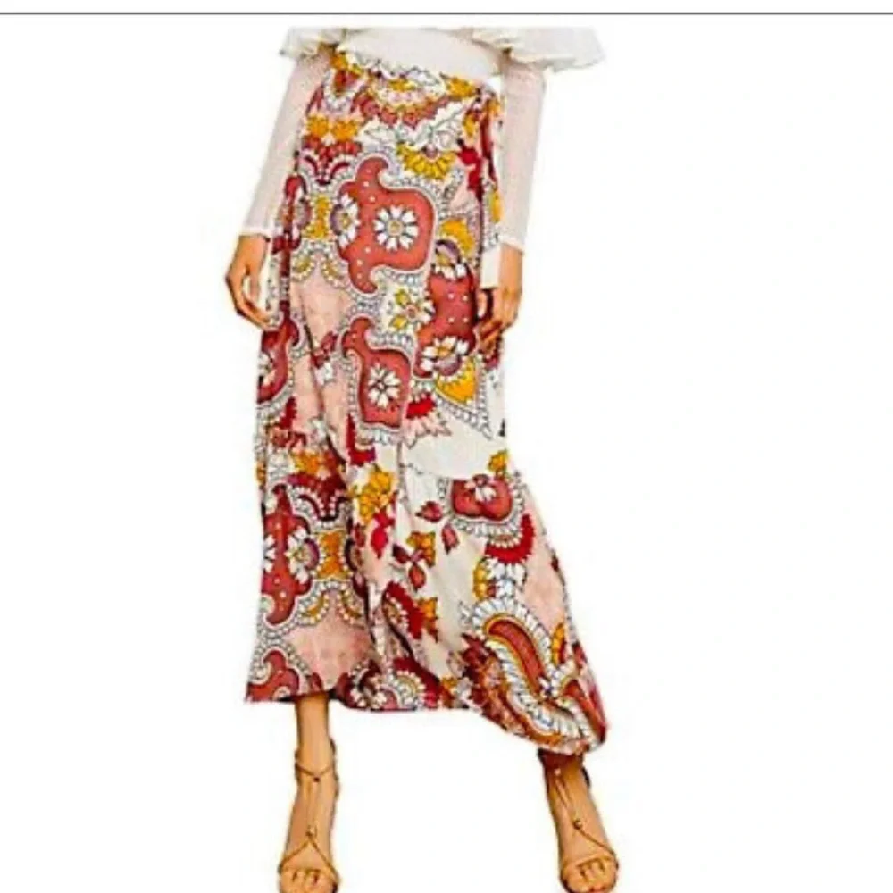BCBGMAXAZRIA Grand Paisley Maxi Wrap Skirt In Dusty Rio (NWT) - Picture 3 of 8